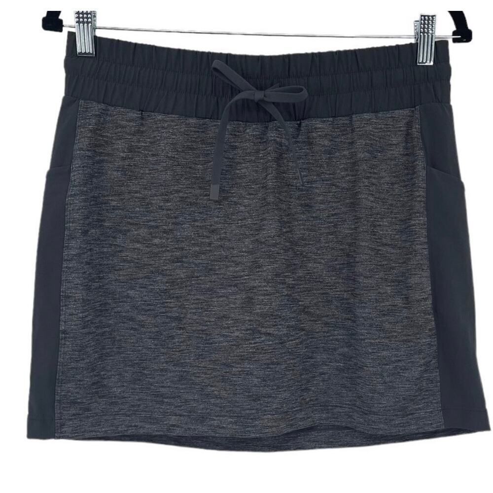 Athleta Skort Gray Athletic Skirt Built In Shorts Drawstring Waist Activewear S